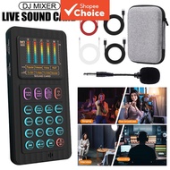 Portable handheld live streaming sound card device with voice changing function, audio mixer, suitab