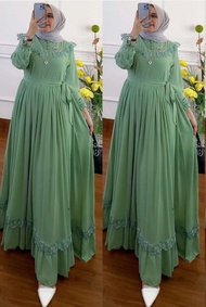 Gamis Wanita Muslimah Bahan Ceruti Polos Warna Putih Lilac Lime Marun  Bisa COD Bayar di rumah