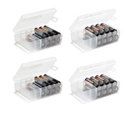 GlossyEnd Set of 4 - Two AA and Two AAA Battery Storage Box, Battery Storage Case, Battery Holder Cl