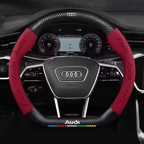 Car AntiSlip Carbon Fiber Leather Steering Wheel Cover For Audi A3 A4 A5 A6 A7 A8 Q1 Q2 Q3 Q5 Q7 Q8 