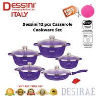[Original] Periuk Ajaib - Dessini Casserole Set 12 Pcs Cookware Non Stick Deep Fry Pan Steamer Pot G