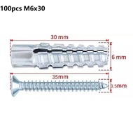 Isi 100set Angkur Baut Tembok Sekrup 6x30mm Angkur Baut Tembok Wall Anchor Tembok Sekrup Dinding Tem
