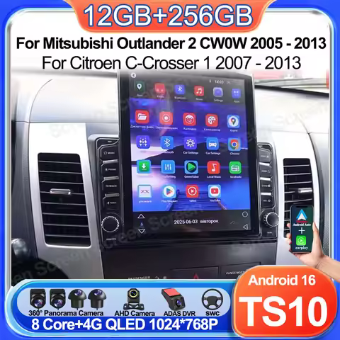 Android 16 For Mitsubishi Outlander 2 Cw0w 2005 - 2013 For Citroen C-crosser 1 2007 - 2013 9.7 Inch