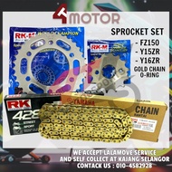 RKM SPROCKET SET WITH CHAIN RK YAMAHA RANTAI GOLD ORING 428 132L YAMAHA FZ150 Y15ZR Y16ZR Y15 Y16 SPROCKET SET