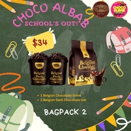 Choco Albab Bagpack 2 - 1 Belgian Chocolate Drink + 2 Belgian Dark Chocolate tub