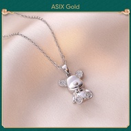 ASIX GOLD 916 Gold 18K Saudi Gold Niche Design Fashion New Zircon Bear Pendant Necklace Womens Lucky