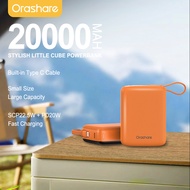 Orashare PM20C Mini Powerbank 20000mAh Ultra-Compact 22.5W Fast Charge With Built in Type-C Cable