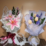 custom bouquet bunga kawat bulu fuzzy wires flower handmade