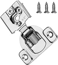 20 Pack 1/2" Overlay 3D Soft Close Concealed Hinge for Face Frame Door, Self Closing Hidden Satin Nickel, 105° Open Angle Concealed Stainless Steel Hinges for Kitchen Cabinet Door Adjustable