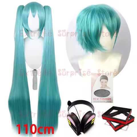 BUGU Female Miku Cosplay Wig 110cm Long Short Male Mikuo Cosplay Wig Heat Resistant Synthetic Wig He