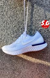 S.G NIKE W EPIC REACT FLYKNIT 雪花 編織 襪套 慢跑鞋 全白藍 AQ0070-100 女