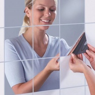16pcs Mirror Wall Stickers Decorative Square Mirrors Tiles Wall Stickers Bathroom Mirror Decor Self-