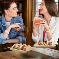 [Initiationdawn] 20Pcs Disposable Taco Plates 3partments Taco Serving Plates No Messy Dining Staable