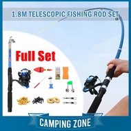 CAMPING ZONE DC-200 1.8M TELESCOPIC FISHING ROD SET ULTRALIGHT ROD SPINNING REEL FISHING SUPPLY BEGI