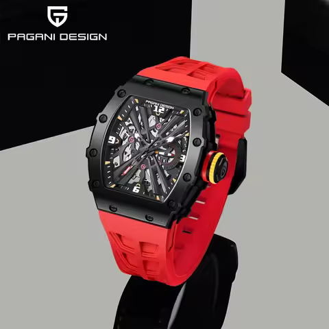 PAGANI DESIGN Fashion Leisure Sports Quartz Watch Rubber 100M Waterproof Luminous Date VH65 Men's Wa