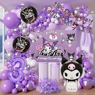 Kuromi Party Decor 81pcs Purple Balloons Set Including Kuromi Foil Balloons and 2D Backdrop Banner f