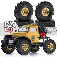 4Pcs 63*21mm 1.0 Beadlock Wheels and MUD Tires Set for 1/24 1/18 RC Crawler Car SCX24 TRX4M FCX24M F