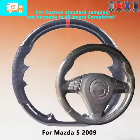 Customized Fit Carbon Fiber Leather Car Steering Wheel Cover For Mazda 5 2009 Suede OEM Car Accessor
