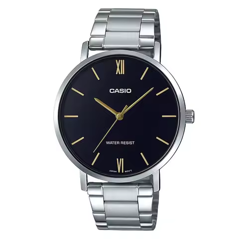 CASIO MTP-VT01D Quartz Watch for Men, Stainless Steel Bracelet, 30M Waterproof, Minimalist Slim Busi