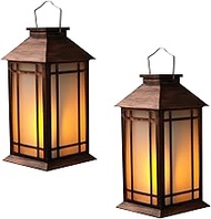 2-Pack 13" Vintage Candle Lantern with Led Flameless Candle (6hr Timer) - IP44 Waterproof Battery Po