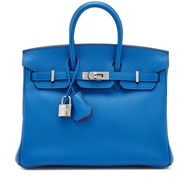 Hermès Bleu Zellige and Capucine Taurillon Novillo Verso Birkin 25 Palladium Hardware, 2020