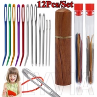 Blunt Head Sewing Needle Set - 12Pcs Large Eye Curved Needle - Doll Sweater Knitting Tool - Safe, Ro