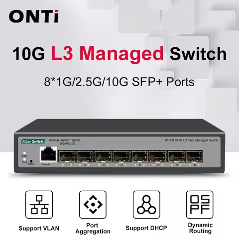 ONTi 8 10Gb SFP+ Ports L3 Managed Network Switch Support DHCP and Dynamic Routing Support VLAN Divis