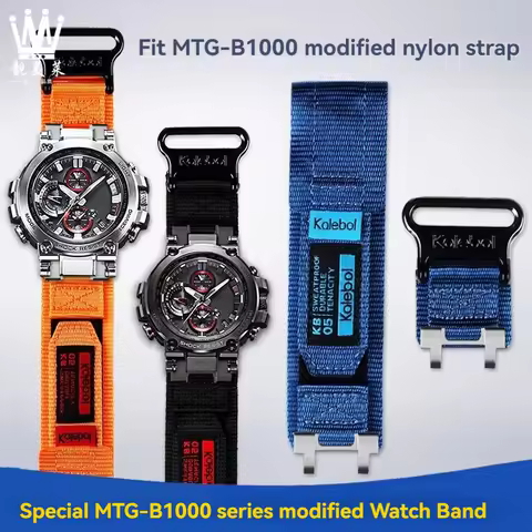For G-SHOCK Casio 5544 MTG-B1000 G1000 Modified Nylon Canvas Watch Strap GST B1000 Solid Steel Linke