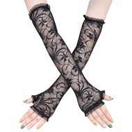 40cm Long Anti-Ultraviolet Lace Half-Finger Summer Sunscreen Driving Gloves Ladies Elegant Clothing 