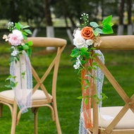 Chair Back Flower Artificial Decorative Flower for Wedding Aisle Outdoor Party Pinkish White