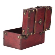 Retro Treasure Chest Vintage Wooden Storage Box Antique Style Jewelry Organizer for Jewelry Box Trin