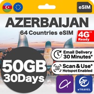 eSIM Azerbaijan & 64 Countries Unlimited Data | eTravel