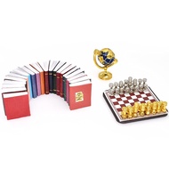 Miniature Dollhouse Accessories for Dollhouse Furniture, Mini Book Globe Chess Set for Dollhouse Stu