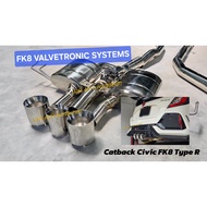 100% Plug and Play Honda Civic FK8 Catback Valvetronic Set Exhaust Systems Stainless Steel (High Gre