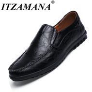 ITZAMANA Summer Real Leather Shoes Outdoor Casual Slip on Mens Shoes