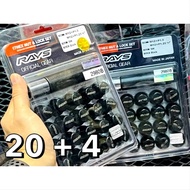 น็อตเรย์ น็อตล้อ RAYS แท้ เหล็กสีดำ japan นำเข้า ญี่ปุ่น 1.5 1.25 wheel lug nut น้อตล้อ น็อต ray ray