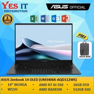ASUS Zenbook 14 OLED UM3406K-AQD112WS (Al 7-350 16GB DDR5 512GB 4.0 14" AMD Radeon W11) LAPTOP