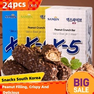 X5 South Korea Imported Snack Sanjin X-5 Chocolate Energy Bar Sandwich Nut Kernels 24 Sticks (Cocoa 