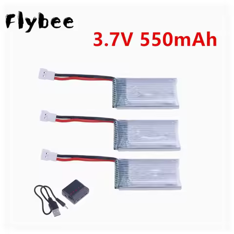 3.7V 550mAh Lipo Battery with Charger for X4 H107 H31 KY101 E33C E33 U816A V252 H6C RC Quadcopter Dr