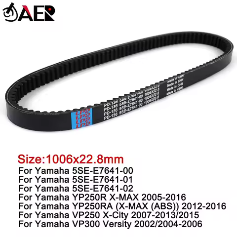 5SE-E7641-00 1006x22.8 Drive Belt for Yamaha YP250R YP250RA X-MAX Xmax VP250 X-City VP300 Versity 5S