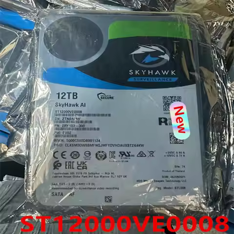 New Original HDD For Seagate 12TB SATA 3.5" 256MB 7200RPM For Surveillance Hard Disk For ST12000VE00