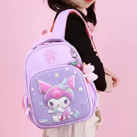 Sanrio Kuromi Kids Backpack Lightweight Kindergarten School Bag for Girls Double Shoulder Backpack C