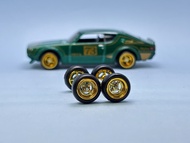 Z300 Tayar Getar Rubber wheels 1/64 Hot wheels - Donut 4 Spoke 10mm Gold Long axle JDM