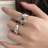 Y2k Accessories Ring Adjustable Finger Ring Woman Girl Jewelry Trend Punk Vintage Punk Retro Star Jewelry