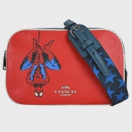 COACH MARVEL聯名蜘蛛人星星背帶雙拉鍊斜背相機包- 紅色