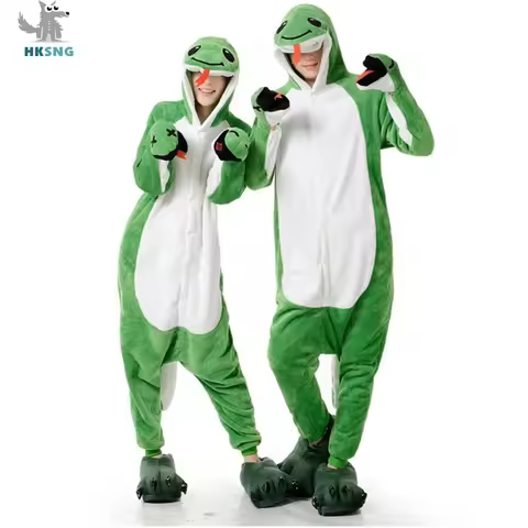 Kigurumi Adult Green Snake Onesies Cartoon Pajamas Animal Halloween Party Costume Jumpsuits Hooded P
