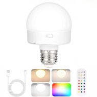 LED Night Light Rechargeable Light Bulbs USB E27/E26 LED Lamp RGB Led Bulb Night Lights Remote Contr