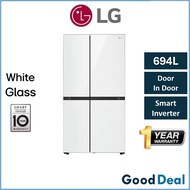 LG GC-M257CGFL 694L Side by Side White Glass Fridge with Door In Door Refrigerator Peti Sejuk