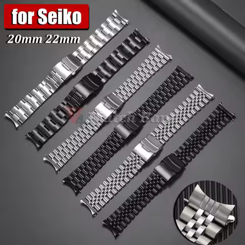 for Jubilee for Oyster Curved End Men Sport Watch Band for Seiko 5 SKX009/00720mm 22mm Solid Stainle