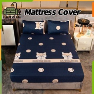 【MY】Queen King Single Size Mattress Cover Fitted Sheet Premium Cotton Bedsheet Set(without Pillowcov